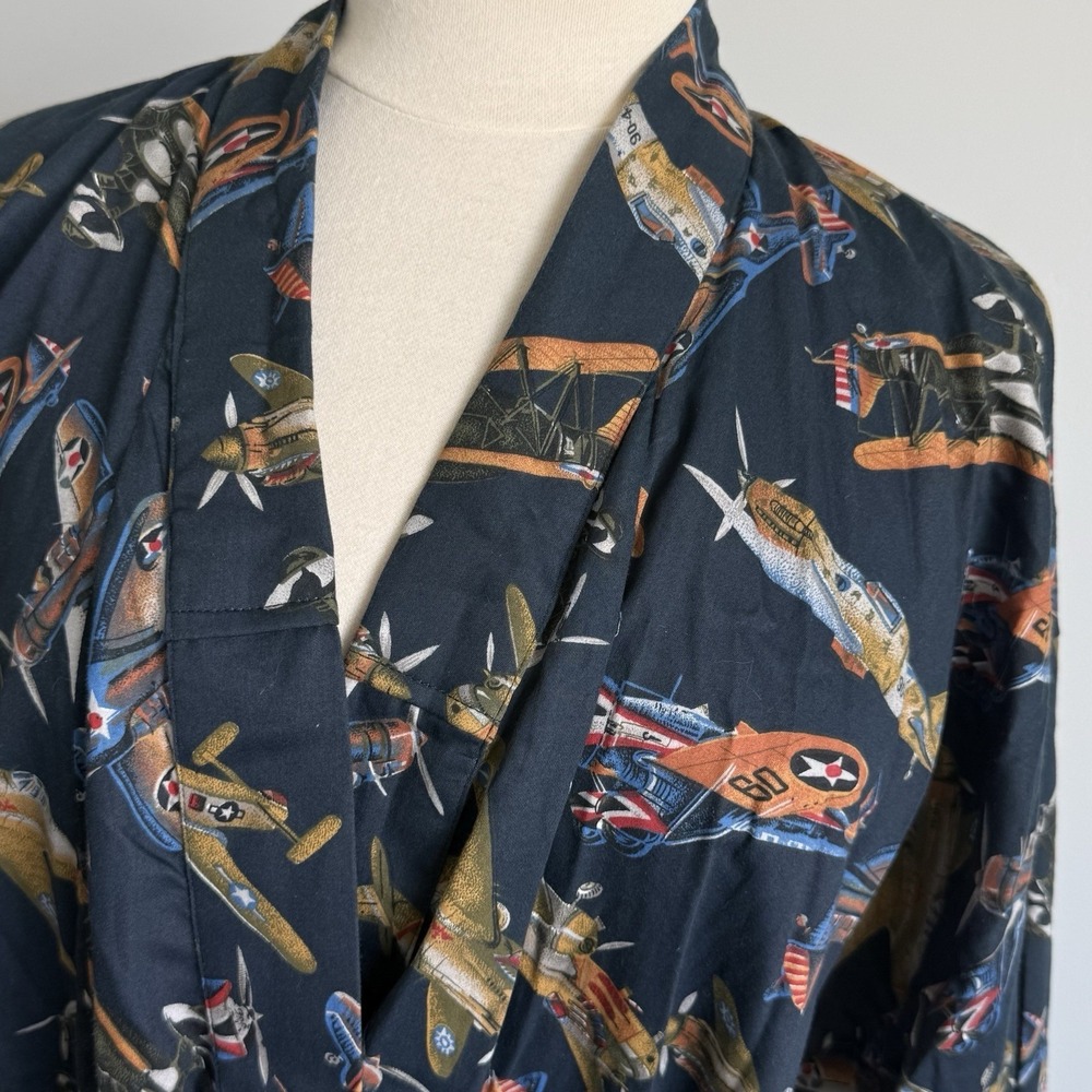 VTG Smithsonian Institution Men OS Robe ‎ Kimono Airplane Printed Air Force